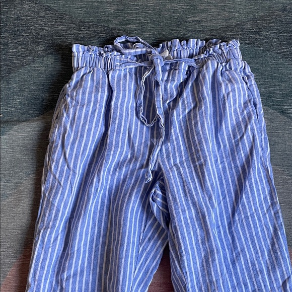 Beachlunchlounge Blue and White Striped Coastal Linen Pants - Picture 7 of 10